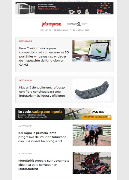 Newsletter Impresión 3D / Fabricación aditiva