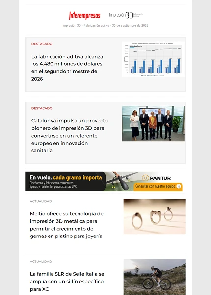 Newsletter Impresión 3D / Fabricación aditiva Newsletter Impresión 3D / Fabricación aditiva