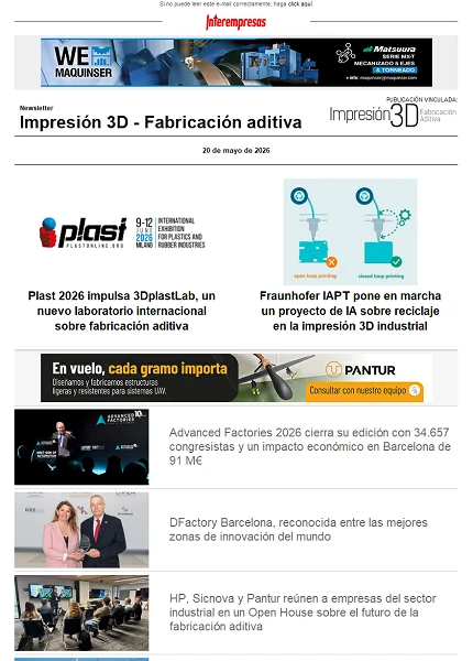 Newsletter Impresión 3D / Fabricación aditiva