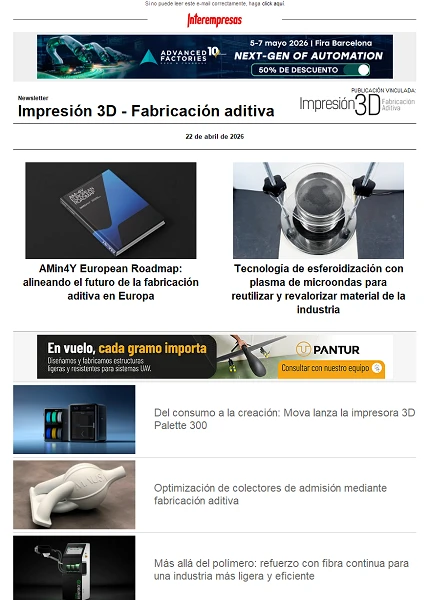 Newsletter Impresión 3D / Fabricación aditiva
