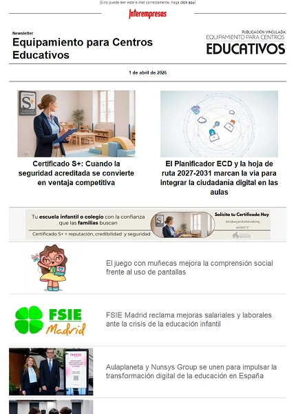 Newsletter Equipamiento para Centros Educativos