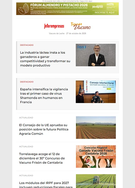 Newsletter Vacuno de Leche