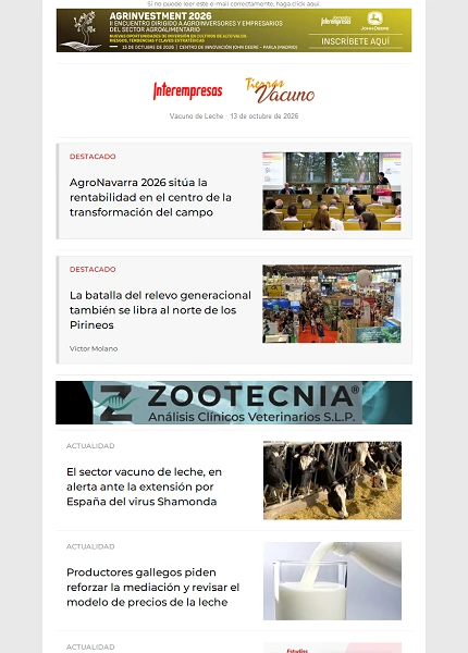 Newsletter Vacuno de Leche