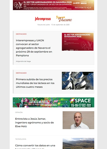 Newsletter Vacuno de Leche
