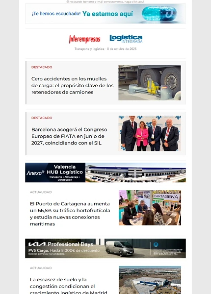 Newsletter Transporte y logística Newsletter Transporte y logística