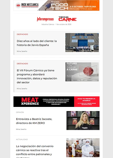 Newsletter Industria Cárnica Newsletter Industria Cárnica