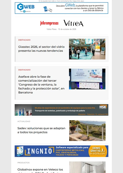 Newsletter Vidrio Plano Newsletter Vidrio Plano
