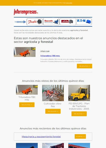 Alerta ocasiones Agr�cola