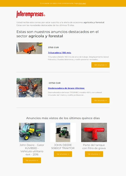 Alerta ocasiones Agr�cola