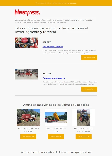 Alerta ocasiones Agr�cola