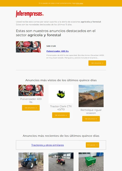 Alerta ocasiones Agr�cola