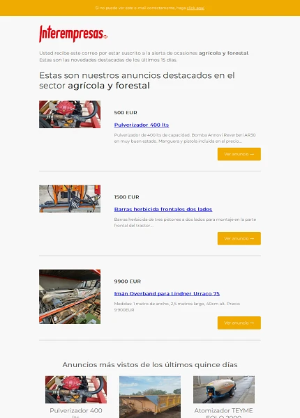 Alerta ocasiones Agr�cola