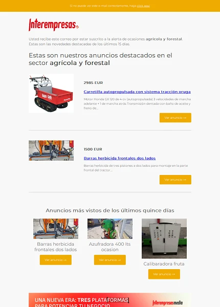Alerta ocasiones Agr�cola