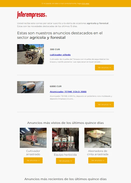 Alerta ocasiones Agr�cola