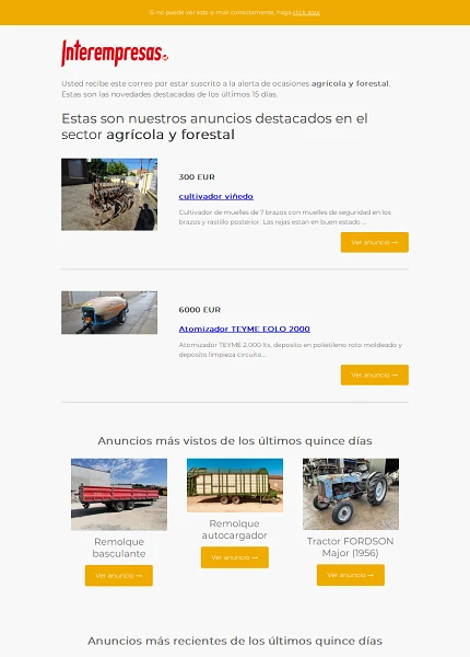 Alerta ocasiones Agr�cola