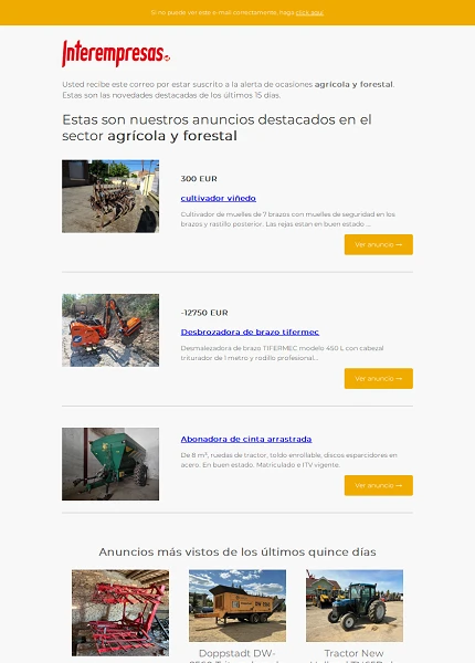 Alerta ocasiones Agr�cola