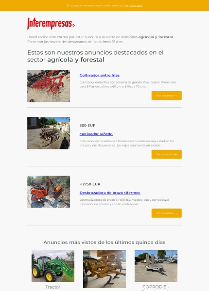 Alerta ocasiones Agr�cola