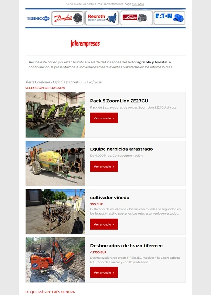Alerta ocasiones Agr�cola