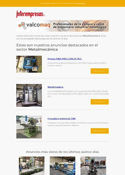 Alerta ocasiones Metal-mec�nica