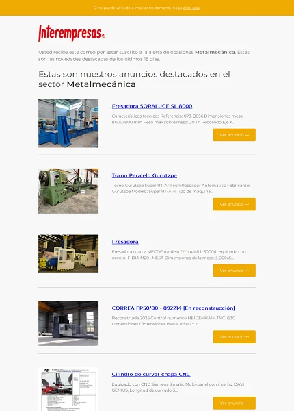 Alerta ocasiones Metal-mec�nica