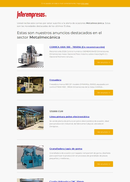 Alerta ocasiones Metal-mec�nica