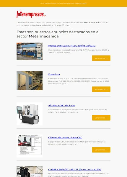 Alerta ocasiones Metal-mec�nica