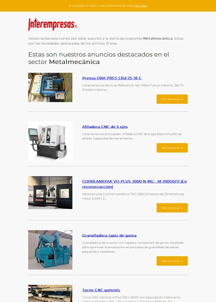 Alerta ocasiones Metal-mec�nica