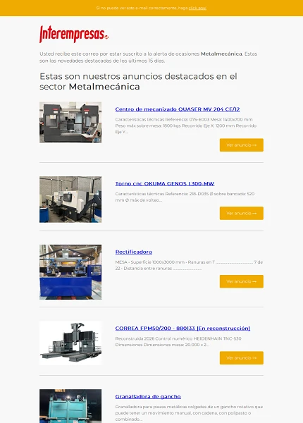 Alerta ocasiones Metal-mec�nica