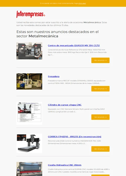Alerta ocasiones Metal-mec�nica