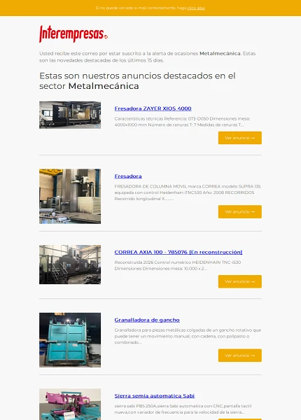 Alerta ocasiones Metal-mec�nica
