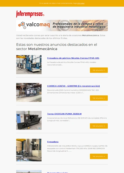 Alerta ocasiones Metal-mec�nica
