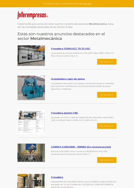 Alerta ocasiones Metal-mec�nica