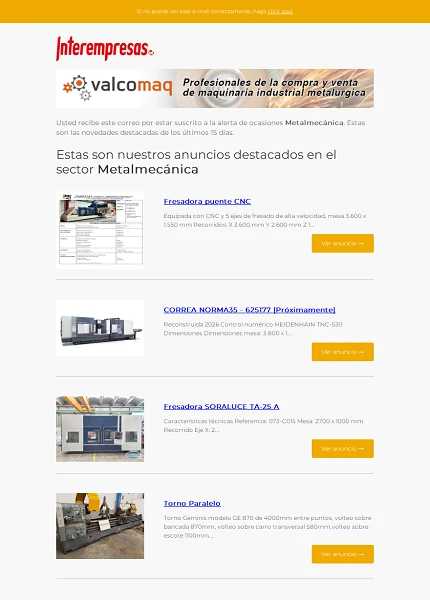 Alerta ocasiones Metal-mec�nica
