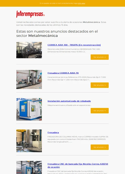 Alerta ocasiones Metal-mec�nica