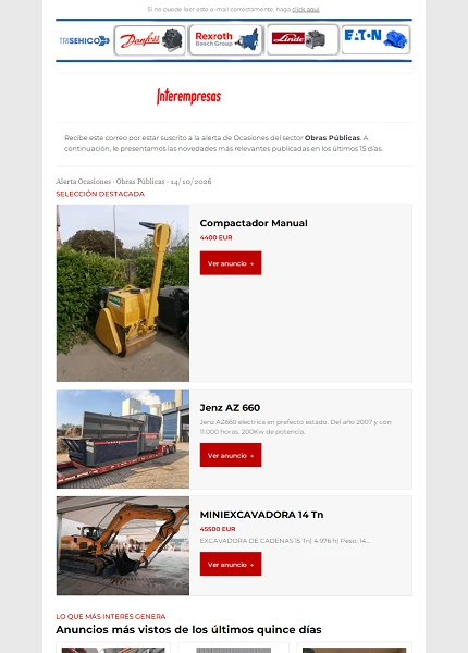 Alerta ocasiones Obras P�blicas