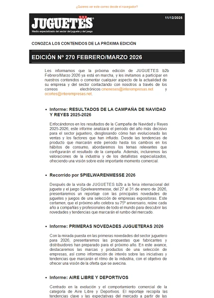 Newsletter de Juguetes y Juegos (JuguetesB2B)