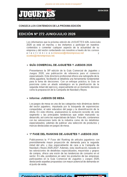 Newsletter de Juguetes y Juegos (JuguetesB2B)
