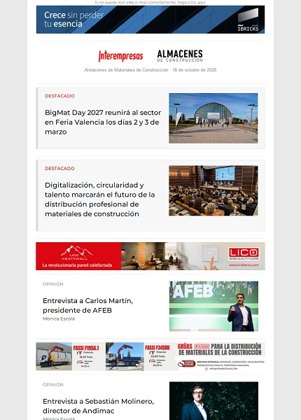 Newsletter Almacenes de Materiales de Construcción Newsletter Almacenes de Materiales de Construcción