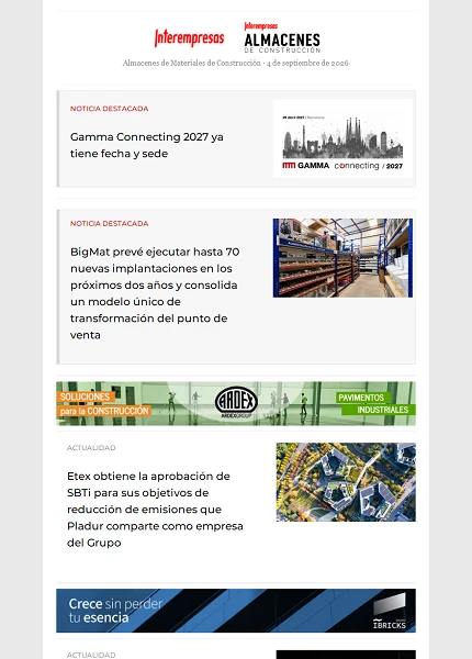 Newsletter Almacenes de Materiales de Construcción Newsletter Almacenes de Materiales de Construcción