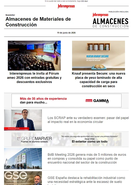Newsletter Almacenes de Materiales de Construcción Newsletter Almacenes de Materiales de Construcción