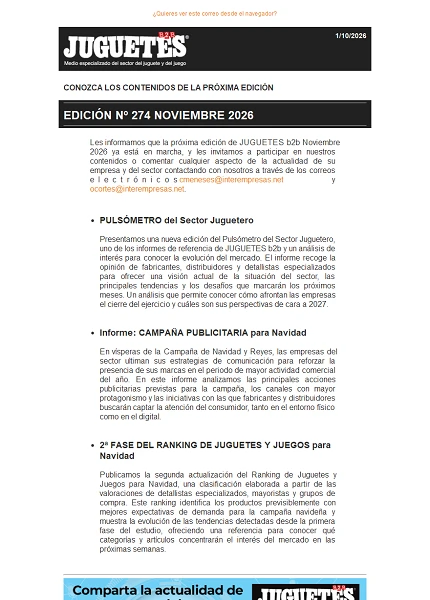 Newsletter de Juguetes y Juegos (JuguetesB2B) Newsletter de Juguetes y Juegos (JuguetesB2B)
