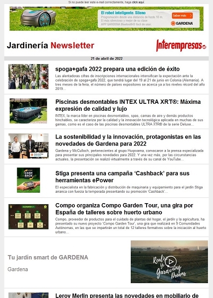 Newsletter Jardinería