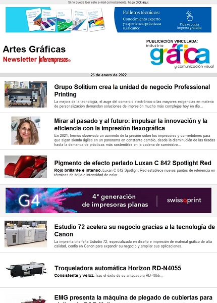 Newsletter Artes Gráficas
