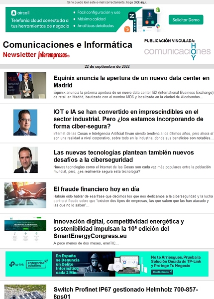 Newsletter Informática y Comunicaciones (Comunicaciones Hoy)