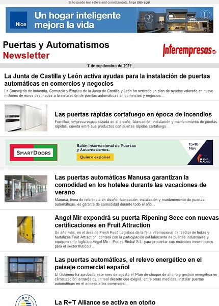 Newsletter Puertas y Automatismos