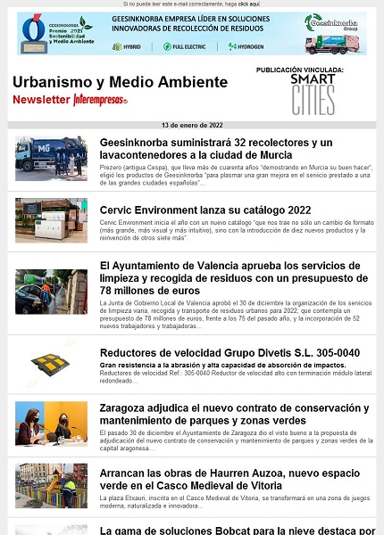 Newsletter Urbanismo y Medio ambiente