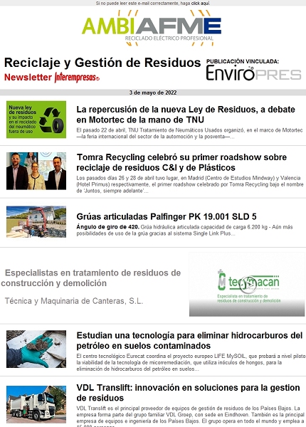Newsletter Reciclaje y Gestión de Residuos