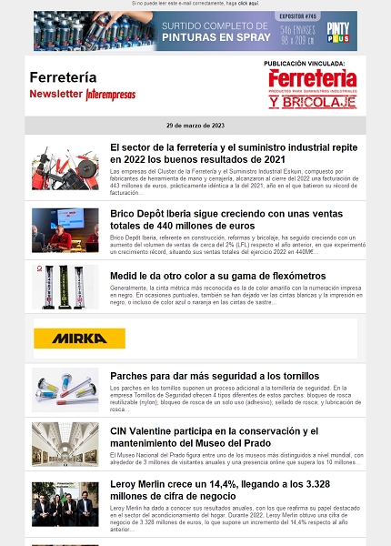 Newsletter Ferretería