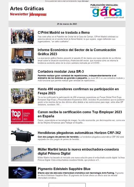 Newsletter Artes Gráficas