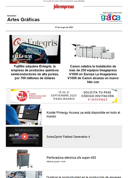 Newsletter Artes Gráficas
